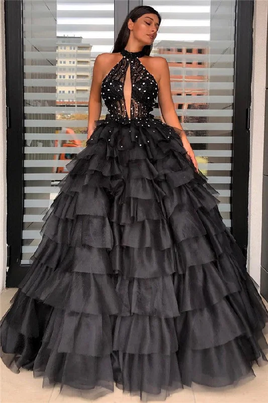 Final Sale Halter Sleeveless Ball Gown Dress Elegant Floor Length Formal Gowns