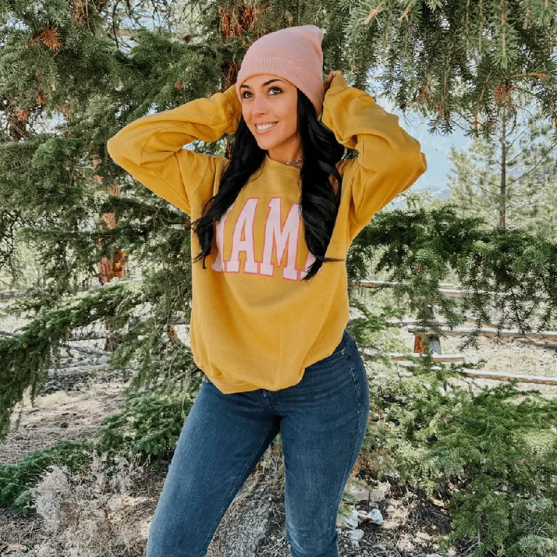 Final Clearance premium athletic sweatshirtFall Mama Sweatshirt - Mustard