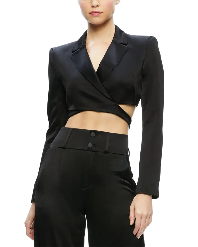 Best Bargains Alice + Olivia Leone Cropped Cutaway Wrap Blazer