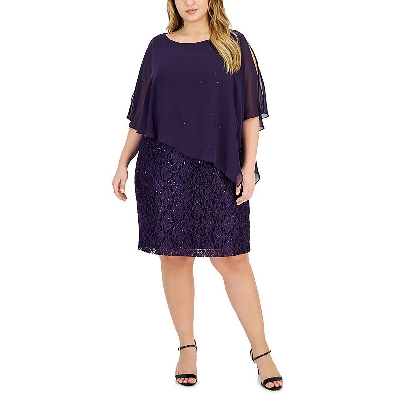 Act Fast statement dressPlus Womens Sequined Lace Midi Dress