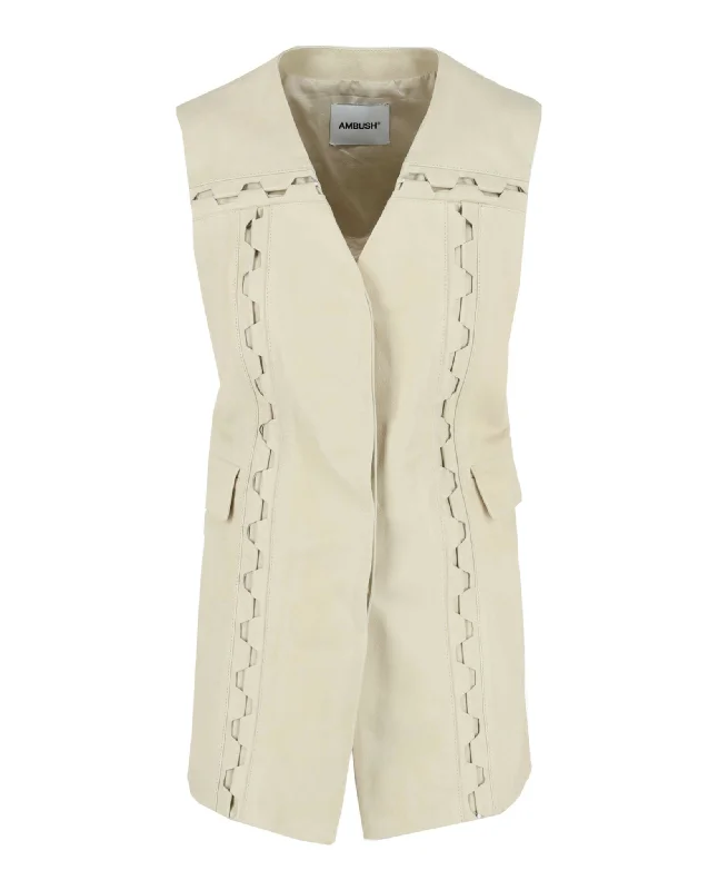 padded puffer coatAMBUSH Womens Lace Up Leather Vest