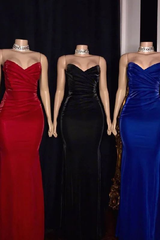 Today’s Special Strapless Ruffled V-neck Mermaid Floor Length Prom Dresses
