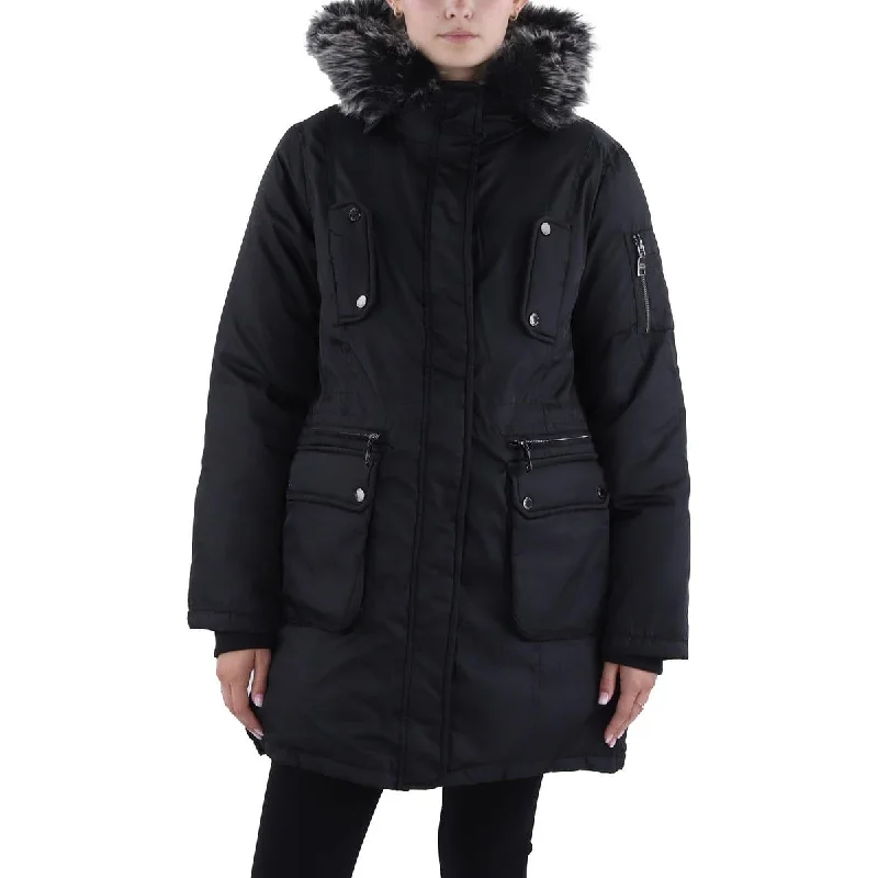 classic zip-up coatWomens Faux Fur Trim Cold Weather Anorak Jacket