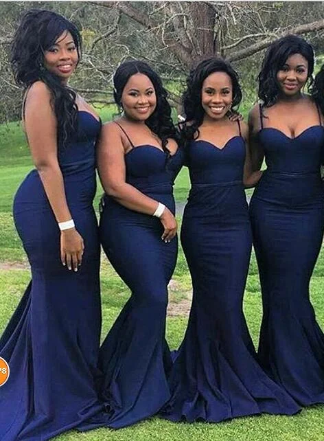 long sleeve dressMermaid Navy Blue Long Bridesmaid Dress with Detachable Straps