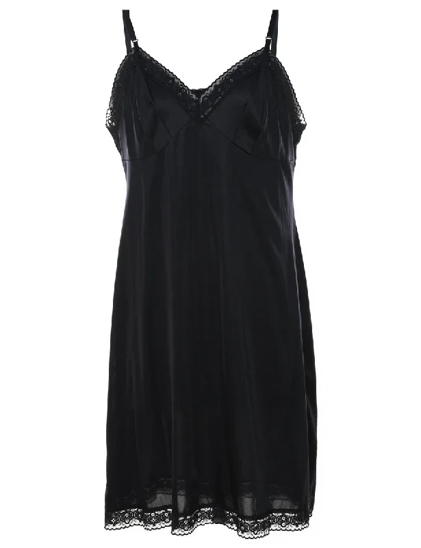 elegant coatBlack Lace Trim Slip Dress - M