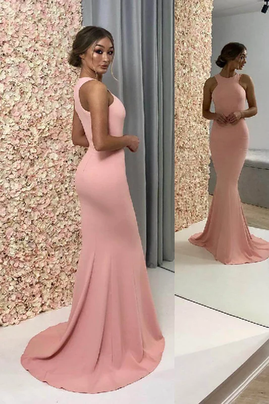 romantic dressGorgeous Jewel Pink Mermaid Long Bridesmaid Dress