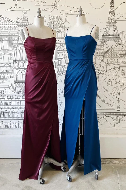 Take Advantage midi dressSheath Spaghetti Straps Satin Long Bridesmaid Dress with Slit Take Advantage midi dressSheath Spaghetti Straps Satin Long Bridesmaid Dress with Slit