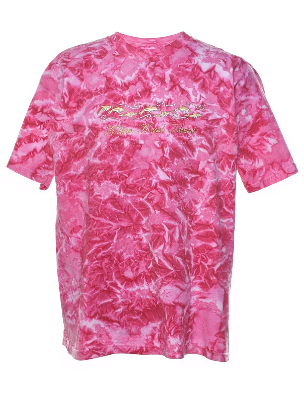Take Advantage Pink & White Tie Dye T-Shirt - L