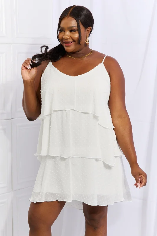 comfy maxi dressCulture Code By The River Full Size Cascade Ruffle Style Cami Dress in Soft White