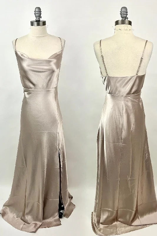 Epic Deals chic wrap dressCowl Neck Straps Long Bridesmaid Dress with Slit