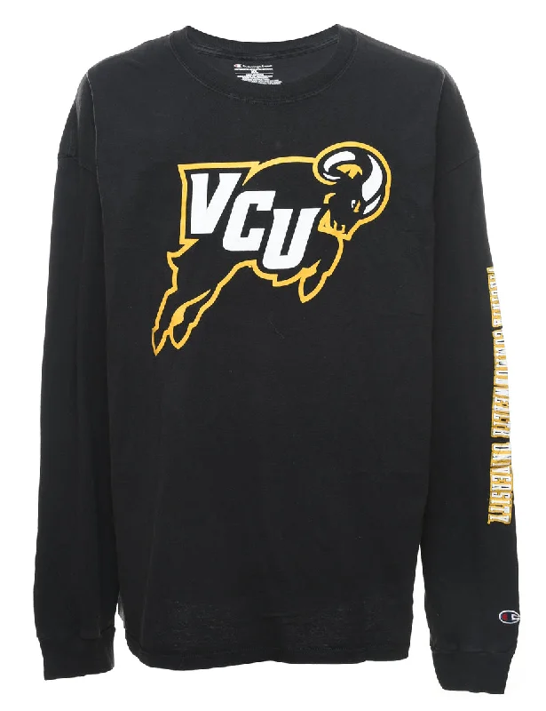 Discount Days Champion Black, White & Yellow Long Sleeve VCU Sports T-shirt - XL