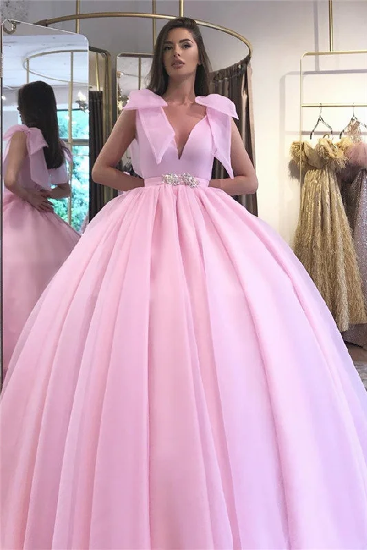 Exclusive Offers V-neck Sleeveless Belt Ball Gown Dresses Floor Length Formal Dresses Exclusive Offers V-neck Sleeveless Belt Ball Gown Dresses Floor Length Formal Dresses