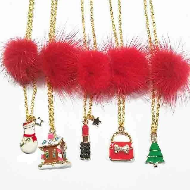 Friends and Family Sale casual shift dressHeart Me Red Fur Pom Necklaces
