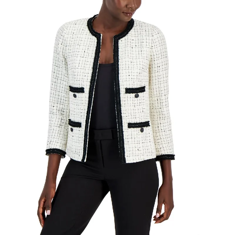 Deal Mania Womens Wool-Blend Work Day Wear Collarless Blazer