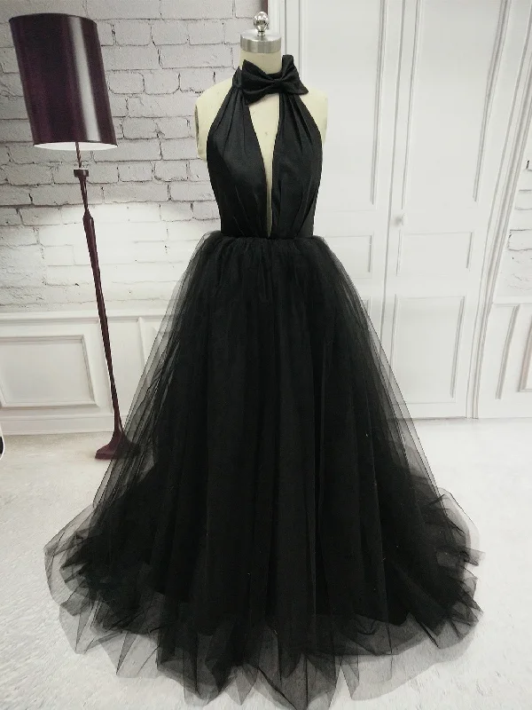 Price Rollback Black Prom Dresses Halter Backless Bowknot Tulle Sexy Prom Dress JKL747 Price Rollback Black Prom Dresses Halter Backless Bowknot Tulle Sexy Prom Dress JKL747