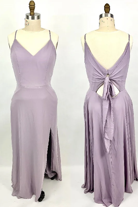 Price Cut pleated maxi dressStraps Purple A-line Long Bridesmaid Dress with Tie Back Price Cut pleated maxi dressStraps Purple A-line Long Bridesmaid Dress with Tie Back