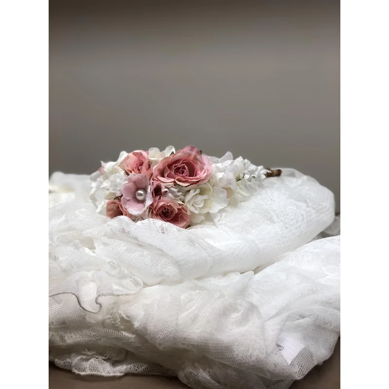 casual midi dressPink White and Pearl Flower Crown