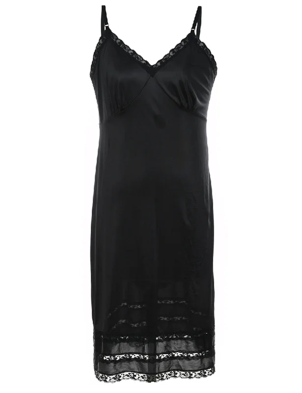 stylish peacoatBlack Lace Trim Slip Dress - S