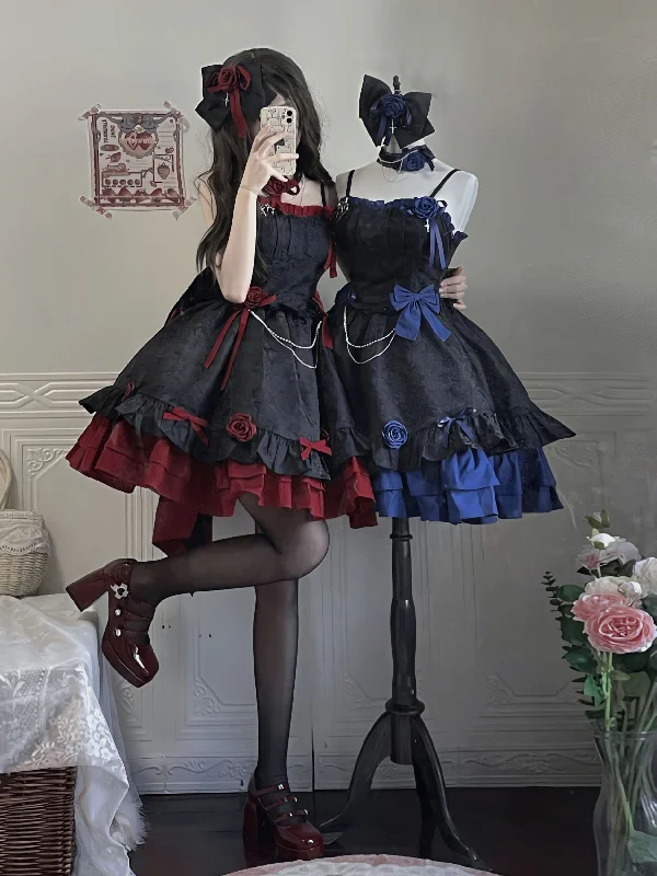 mini dress(Buyforme)Platycodon House~Romantic Contract Lolita Twin Rose Gothic JSK