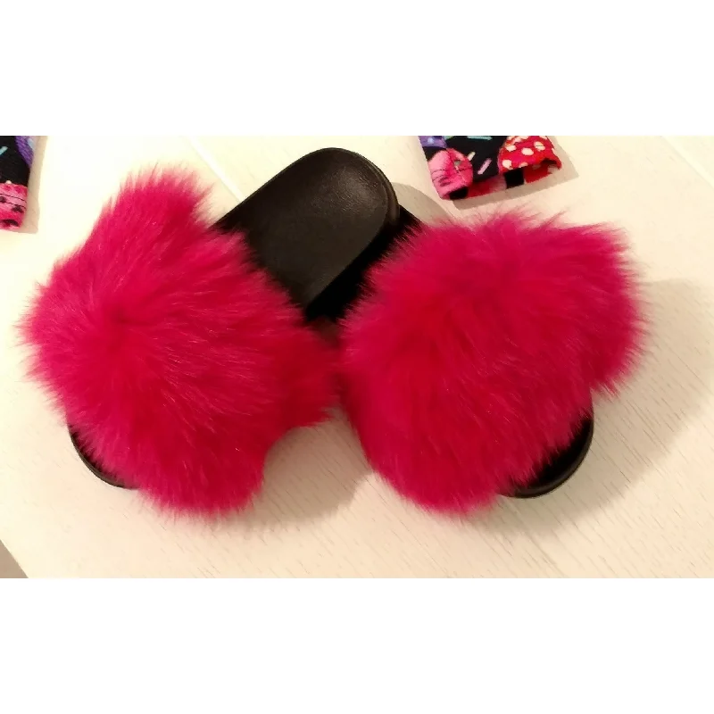 Stock Clearance party dressFurry Hot Pink Slides