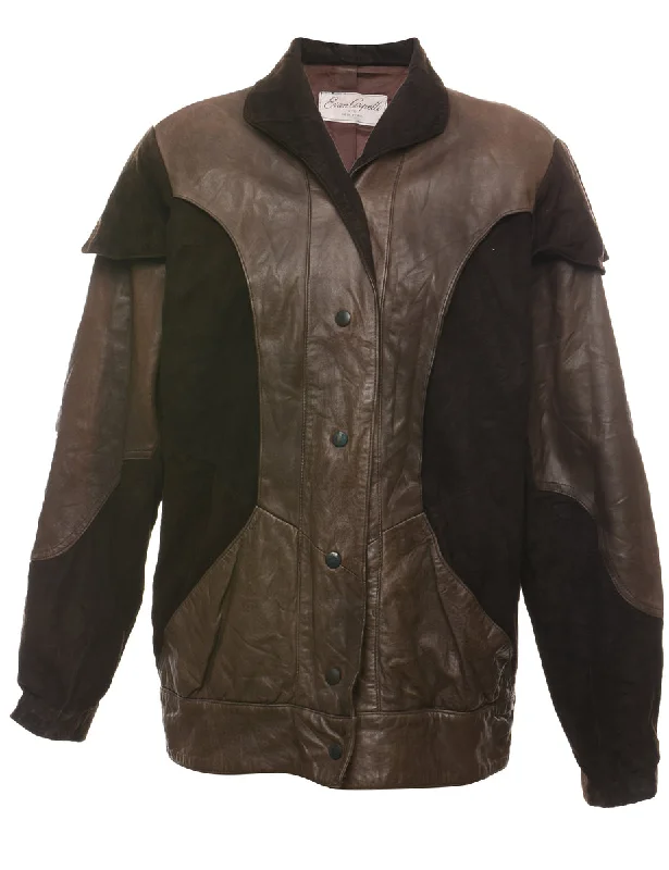 Hurry In Dark Brown Suede & Leather Jacket - L