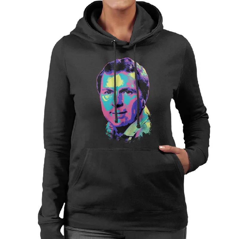 zippered hoodiezippered hoodieTV Times Bobby Moore Ex Footballer Pop Art Stylised Women's Hooded Sweatshirt