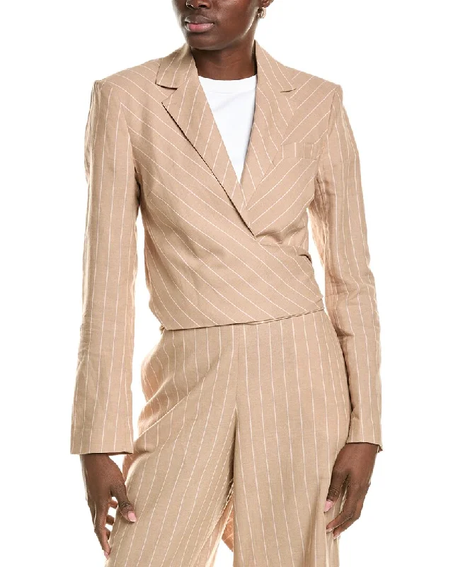 Massive Deals Bcbgmaxazria Cropped Front Tie Linen-Blend Jacket