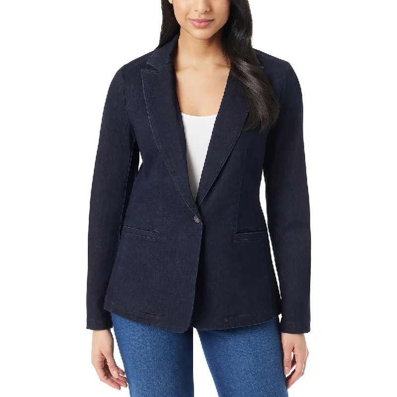 Savings Event Womens Denim Stretch One-Button Blazer