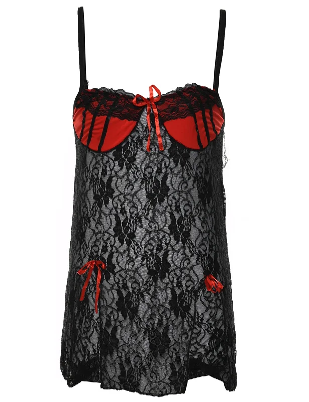 classic jacketBlack & Red Contrast Lace Slip Dress - S