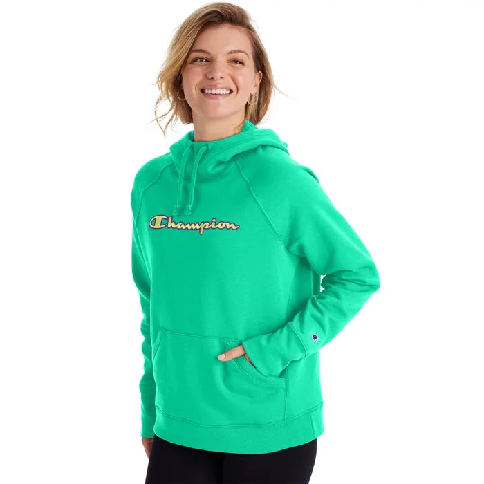 Flash Sale sleek workout sweatshirtChampion Ladies Powerblend Applique Hoodie-Script