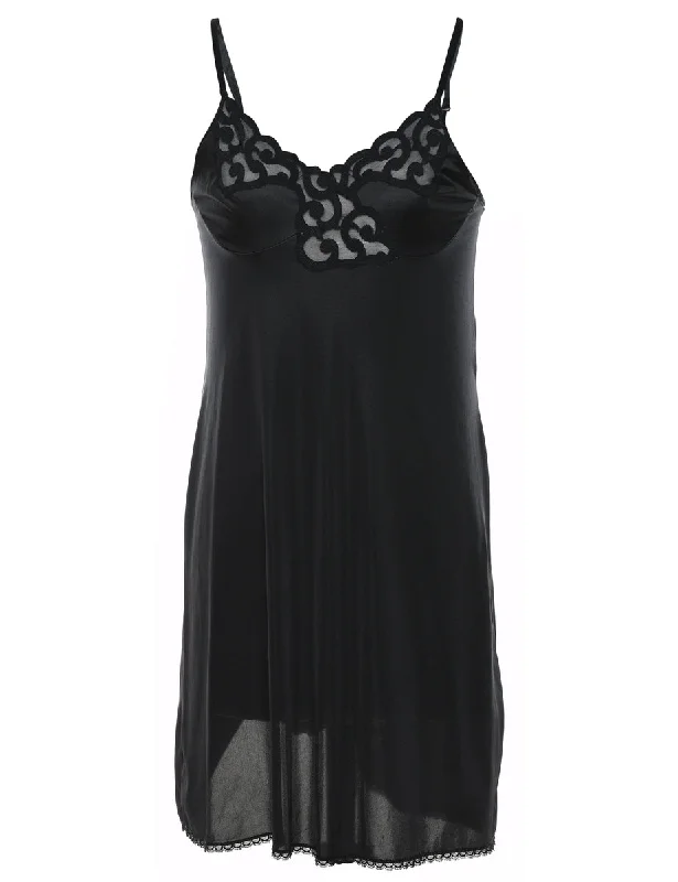 insulated winter jacketBlack Lace Trim Slip Dress - XS