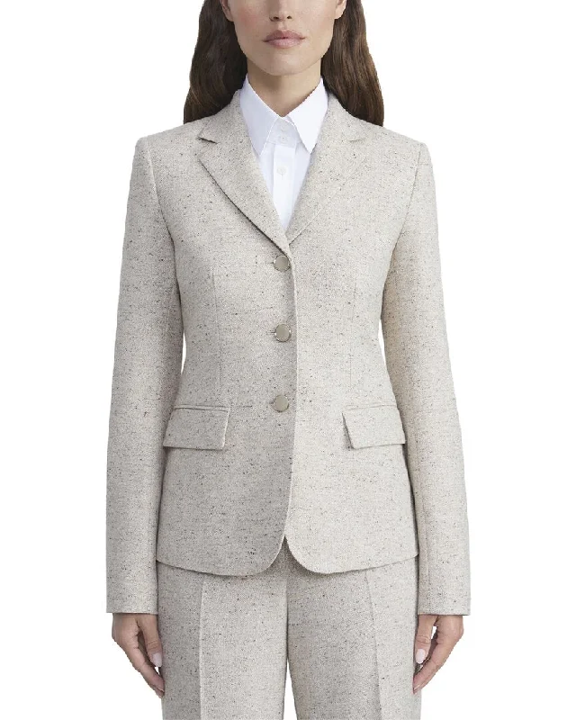 Amazing Deals Lafayette 148 New York Three Button Academy Wool & Silk-Blend Blazer