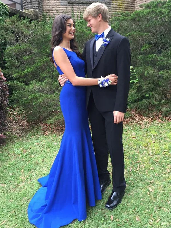 Overstock Sale Sexy Mermaid Prom Dresses Scoop Sweep Train Prom Dress Long Evening Dress JKL783