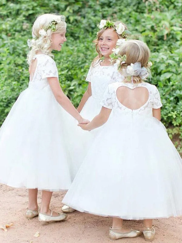 bodycon dressAdorable A-Line White Lace Long Flower Girl Dress