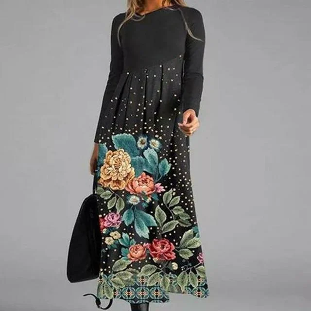 stylish party dressFloral Print Patchwork Dress