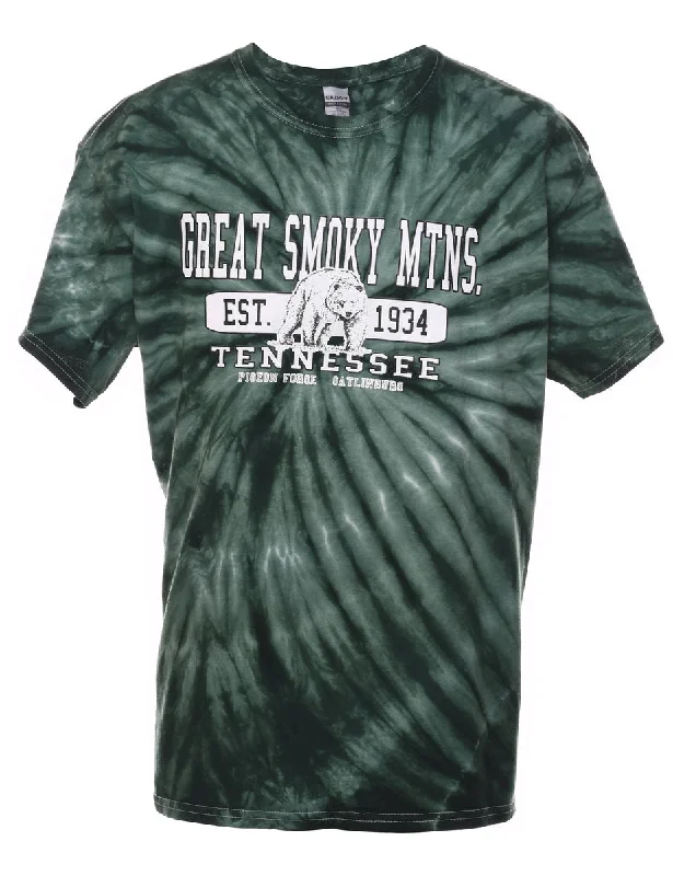 Great Deals Tie Dye Great Smoky MTNS. Printed T-shirt - L