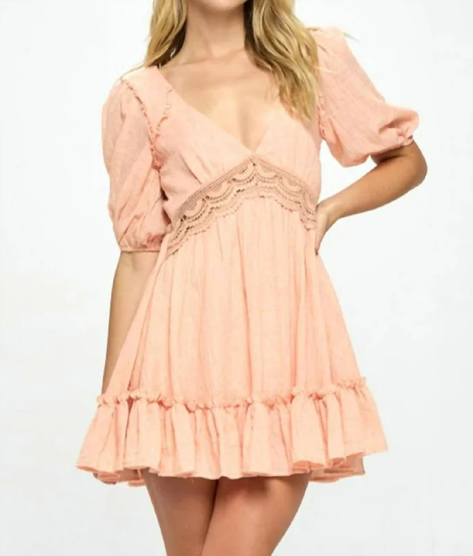 Deal Explosion A-line dressSunday Brunch Mini Dress In Peach