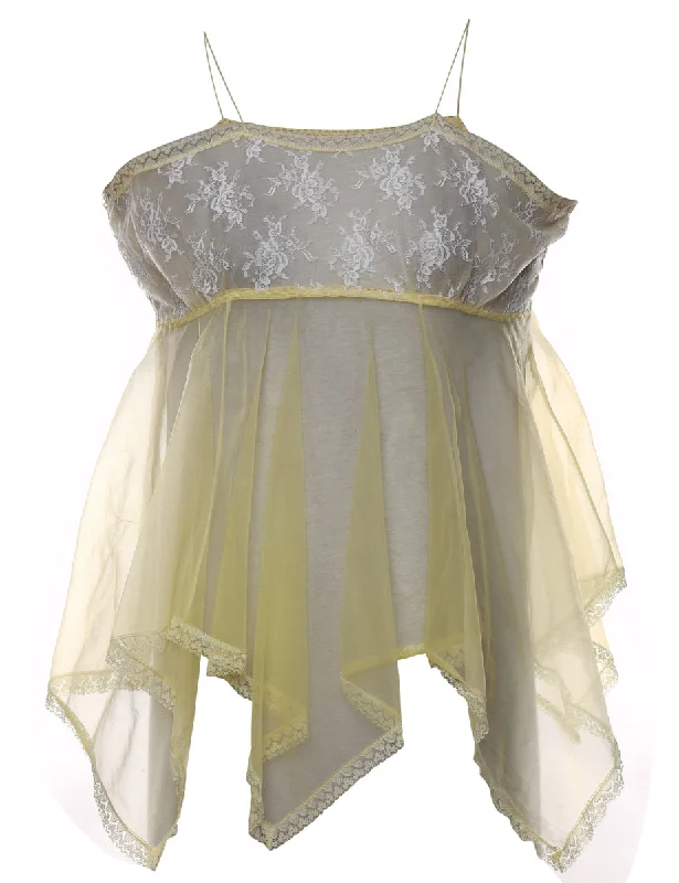 comfortable winter coatPale Yellow & White Sheer Babydoll - M