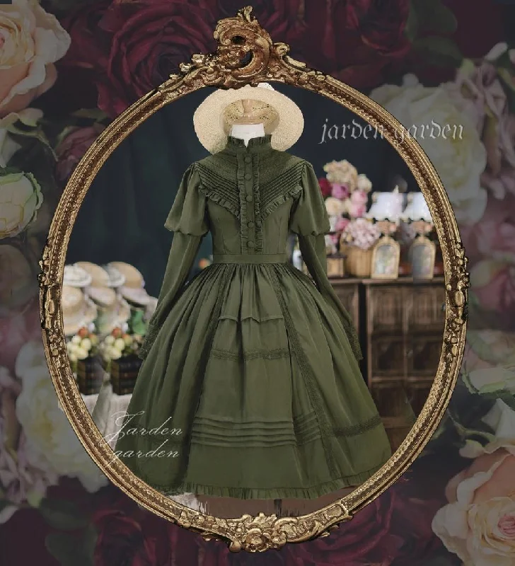 puff sleeve dressTiny Garden~The Black Forest~Classic Lolita Stand Collar Dress OP