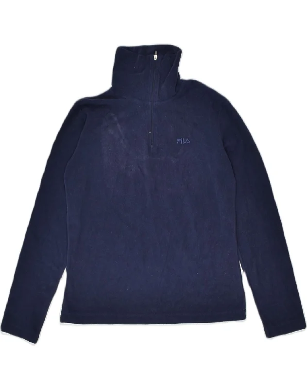 Extra Savings casual hoodie with logoFILA Womens Zip Neck Fleece Jumper IT 44 Medium Navy Blue Polyester Extra Savings casual hoodie with logoFILA Womens Zip Neck Fleece Jumper IT 44 Medium Navy Blue Polyester