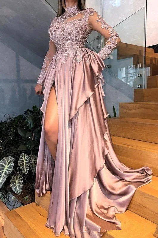 While Supplies Last Graceful High Neck Lace Appliques Prom Dresses With Split See Through Evening Gowns While Supplies Last Graceful High Neck Lace Appliques Prom Dresses With Split See Through Evening Gowns