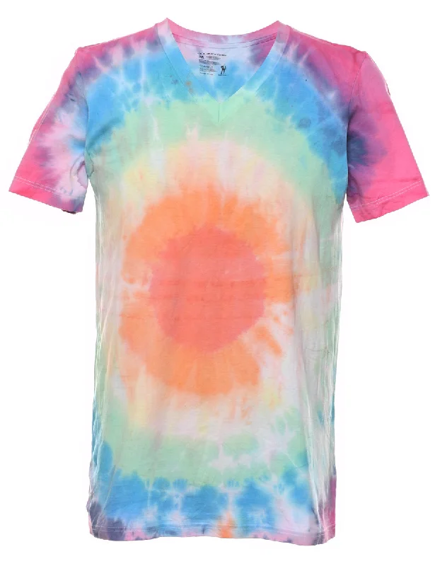 Super Bargain Jockey Tie Dye Multi-Colour Printed T-shirt - M