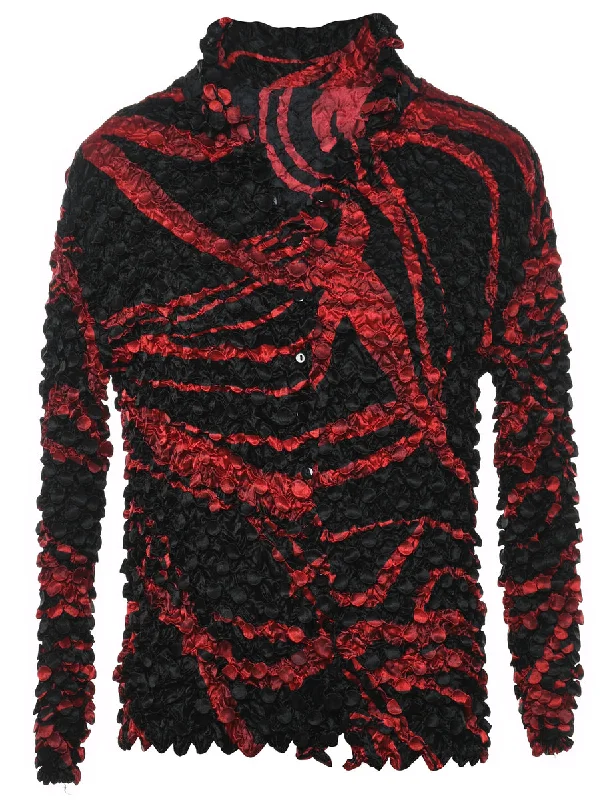 Closeout Sale Black Crinkle Blouse - L