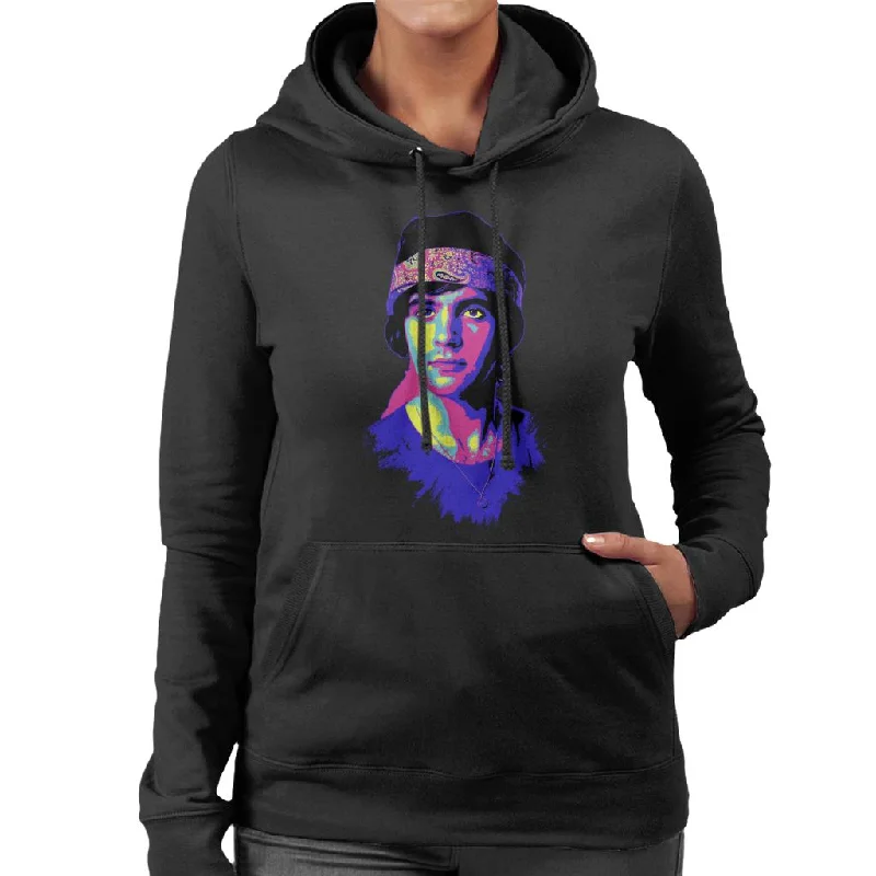 Super Sale stylish hoodieTV Times David Essex Bandana Portrait Pop Art Stylised Women's Hooded Sweatshirt