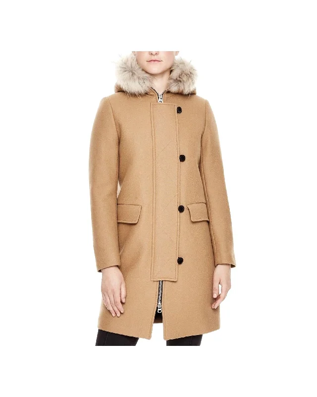The Best Prices Sandro Wool Coat with Fur Trim Hood