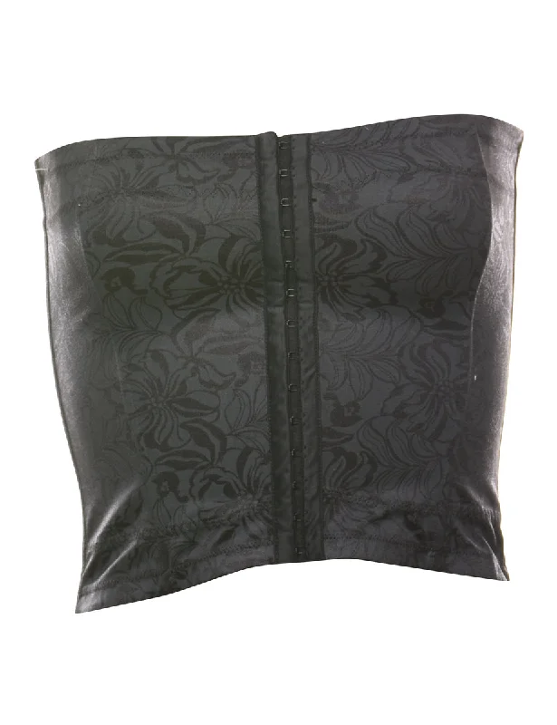 Limited Edition Black Floral Design Corset Top - S