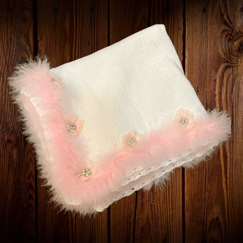 chic slip dressCrochet Blanket with Marabou Trim