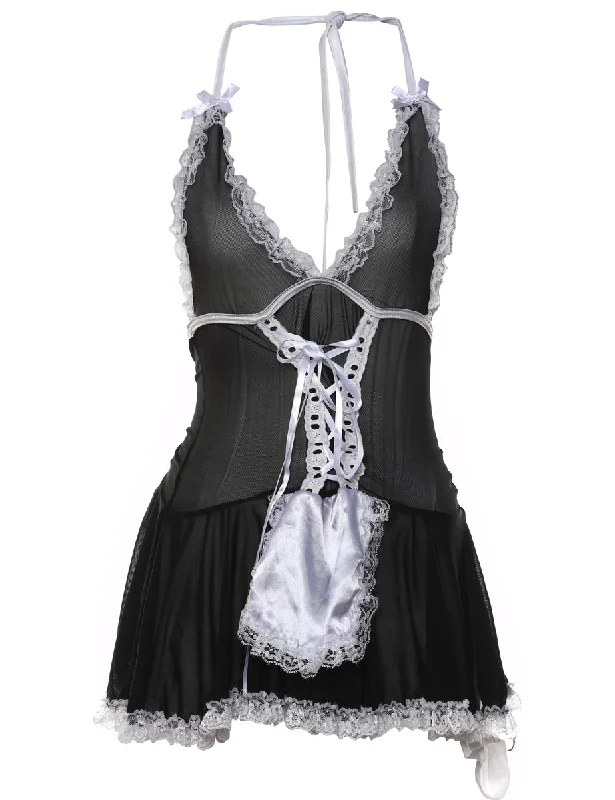 cozy fleece coatBlack & White Maid Design Sheer Babydoll - XS