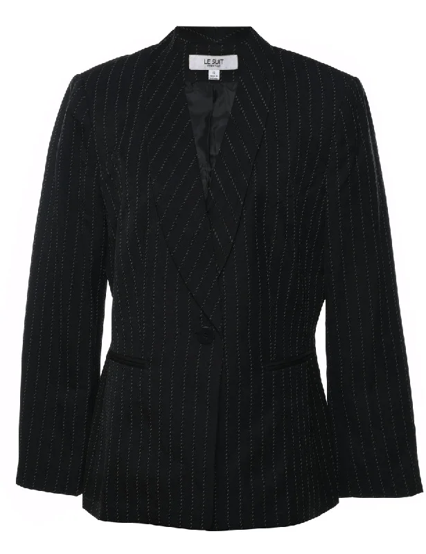 long coatBlack Striped Blazer - M