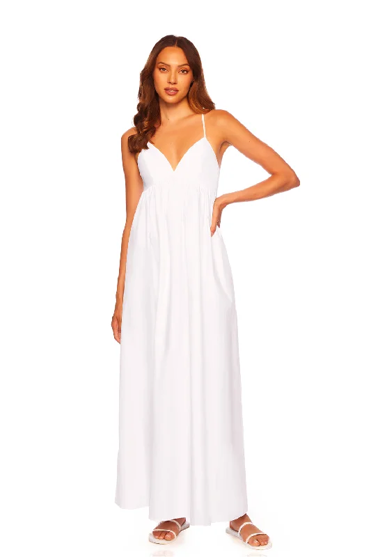 ruched dresspoplin string v maxi